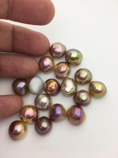 17pcs AAA 12-13mm Natural Rainbow Baroque Mabe Natural Rainbow Freshwater Pearls,no hole,MB-T49