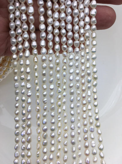 AAA 4-4.5mm Tiny white nugget freshwater pearls,irregular nugget freshwater pearl strand,LM4-3A-4