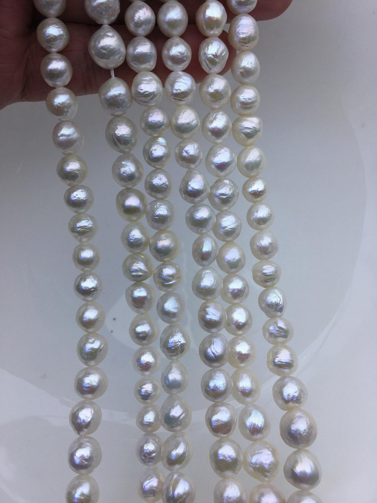 AA+ 8-10mm white baroque near round Edison Freshwater Pearl,ED10-2A-2-53