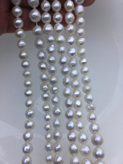 AA+ 8-10mm white baroque near round Edison Freshwater Pearl,ED10-2A-2-53