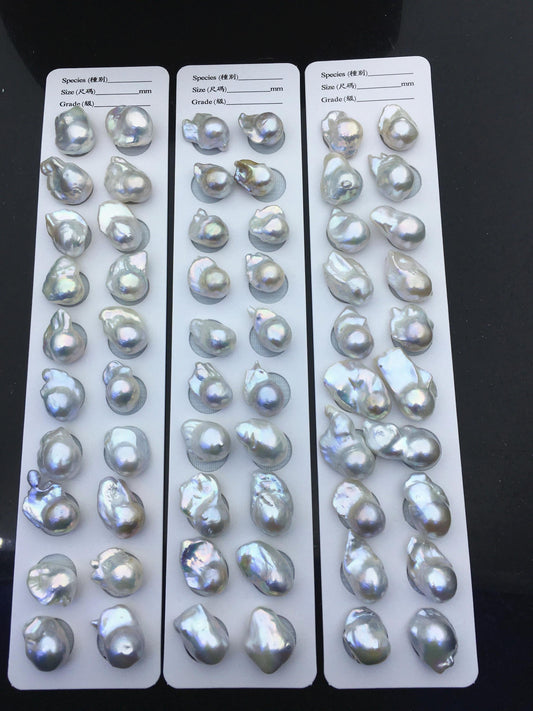 10 pairs AA+ 12-15mm White Flame ball Pearl Pairs-no hole-large Baroque freshwater pearl pairs,FL15-3A-8-3