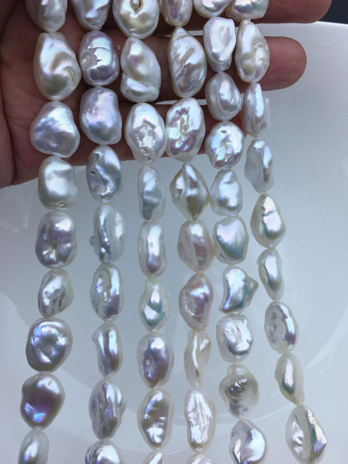 AA+ 11-14mm White thick keshi Freshwater Pearl,ZS-200-33