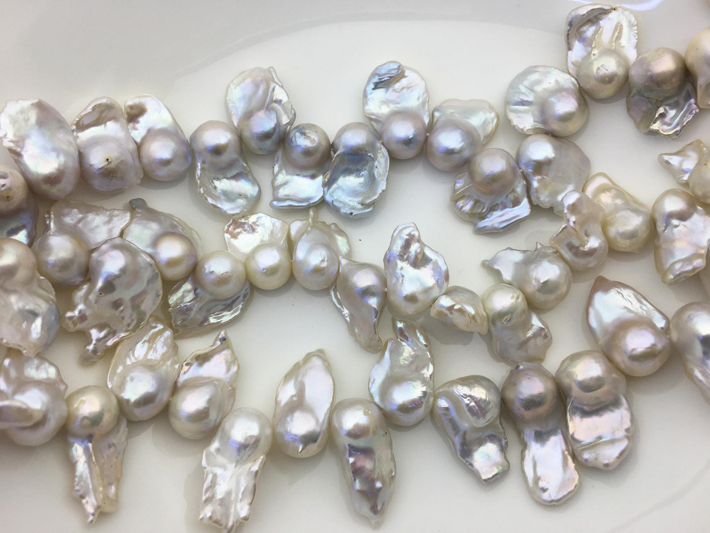 15.5'' AA+ 13-17mm white flame ball pearl,FL15-2A-5-41