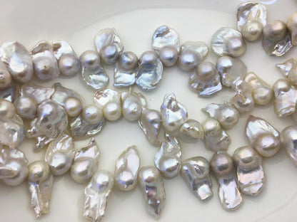 15.5'' AA+ 13-17mm white flame ball pearl,FL15-2A-5-41