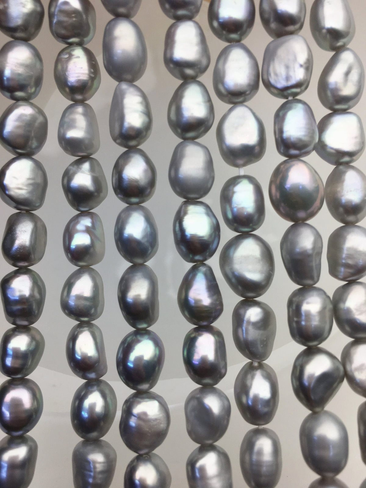 AAA 7.4-8.4m gray nugget freshwater pearls,white cultured freshwater baroque pearl bead string,LM8-T8
