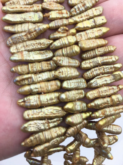 AA 5-6mm yellow brown Biwa Pearl Necklace,Genuine Fresh Water Pearl,Wedding Necklace,Mothers Day,ZS-80-10-66