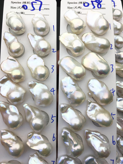 1 pair AAA 14-17x19-28mm White Flameball Pearl Pairs,0.9mm top half hole,Baroque Cultured Freshwater Pearl,flameball pearls,FL15-3A-8-40