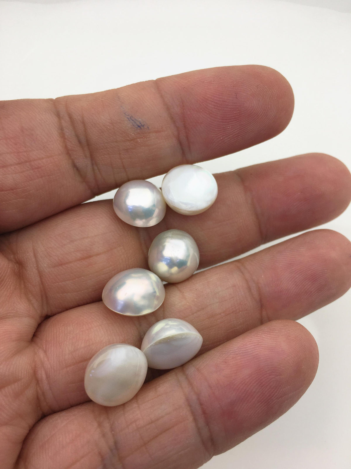 6pcs AAA 11-12mm white Baroque Mabe Freshwater Pearls,no hole,MB-T31