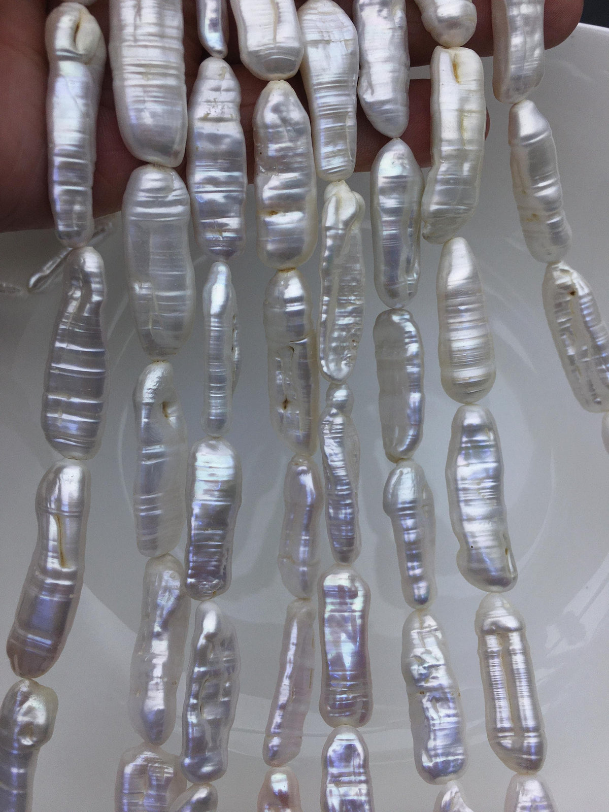 AA 9-13mm white Thick Keshi Biwa Pearl Necklace,ZS-200-120-2