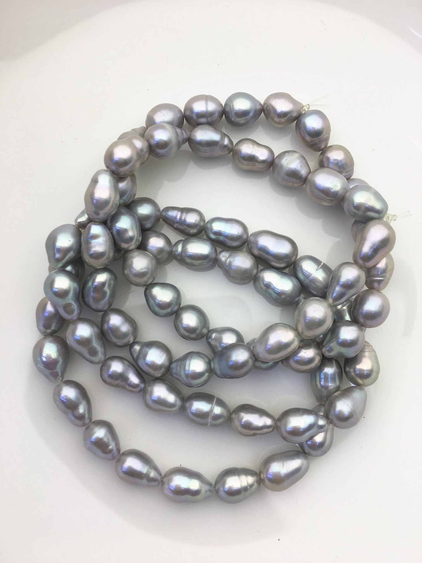 2pc 7 inchs AA+ 7-8mm gray Freshwater pearl Elastic string Bracelet,B8-003-13