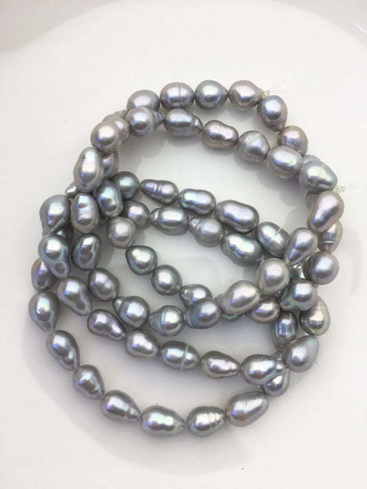 2pc 7 inchs AA+ 7-8mm gray Freshwater pearl Elastic string Bracelet,B8-003-13