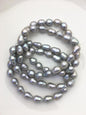 2pc 7 inchs AA+ 7-8mm gray Freshwater pearl Elastic string Bracelet,B8-003-13