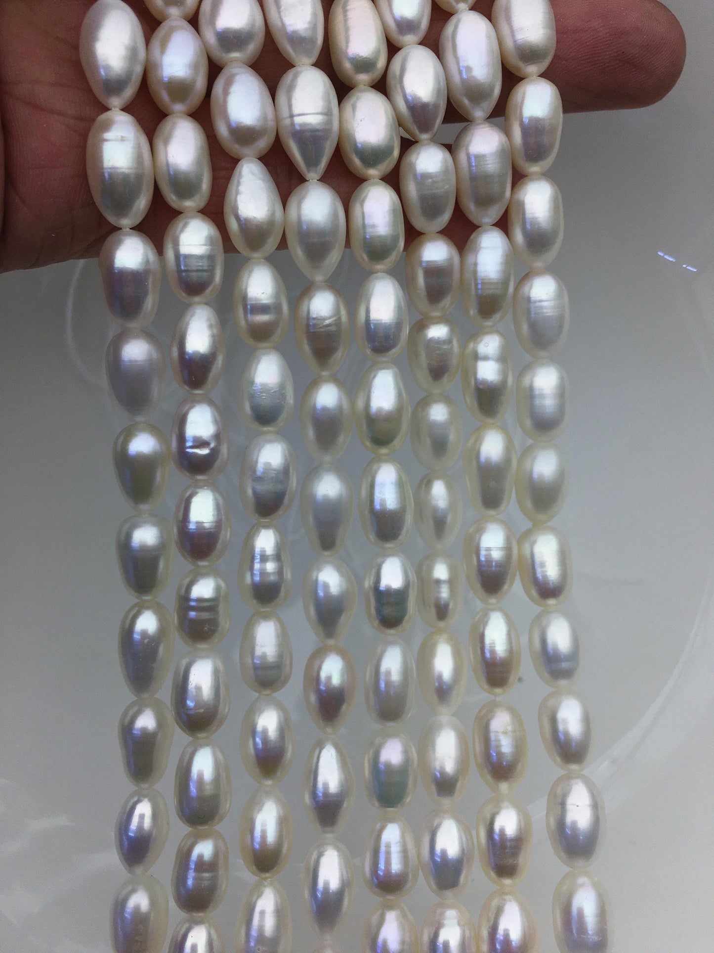 AAA- 7.3-8mm x 10-12mm Cultured White Freshwater Rice Pearls beads,drop pearl necklace,diy pearl beads,gift for her,LR8-2A-2