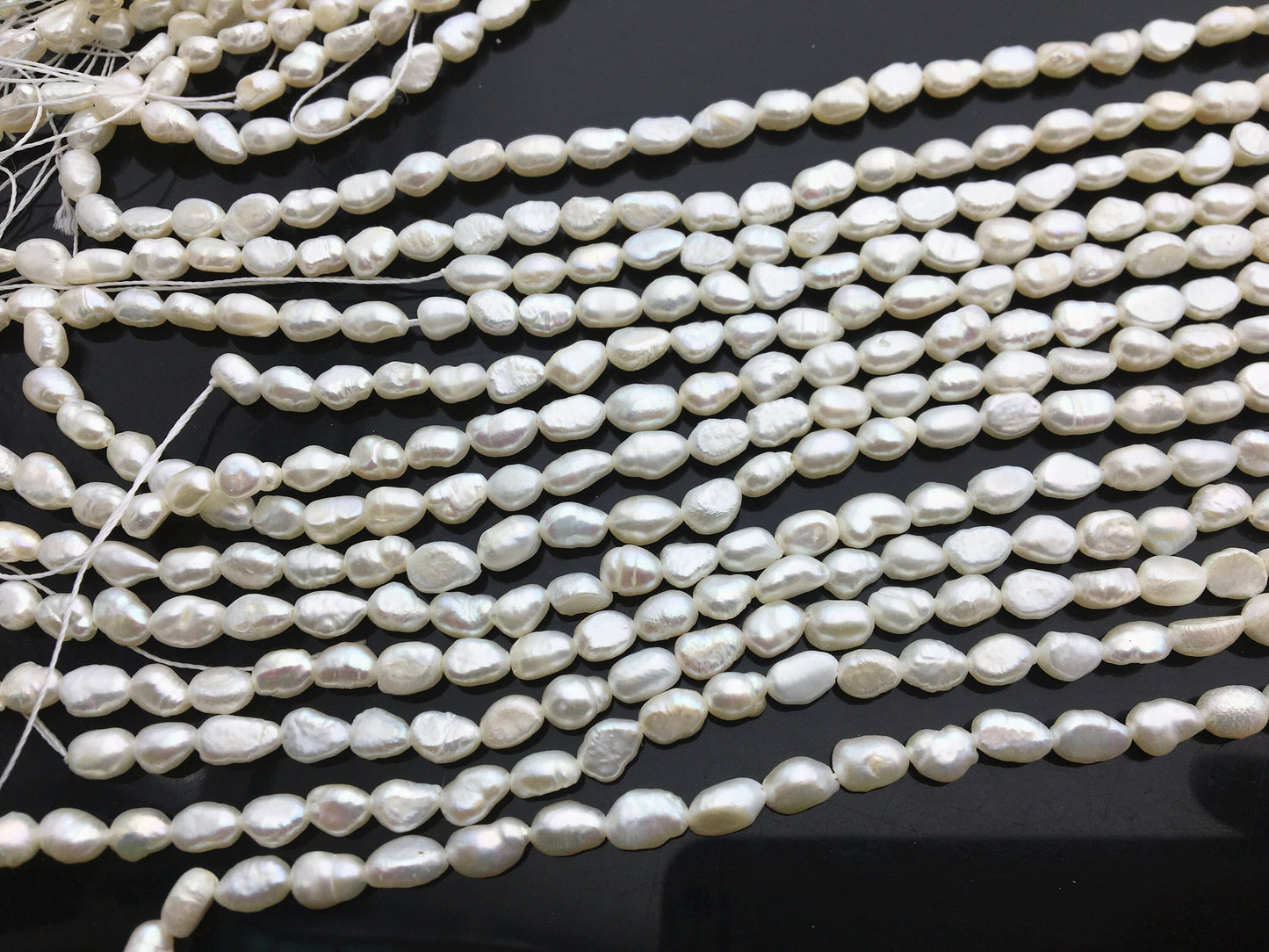 20% OFF 5 strands AA 3.5-4mm white nugget freshwater pearls,irregular nugget freshwater pearl strand,pearl factory china,LM3-2A-3
