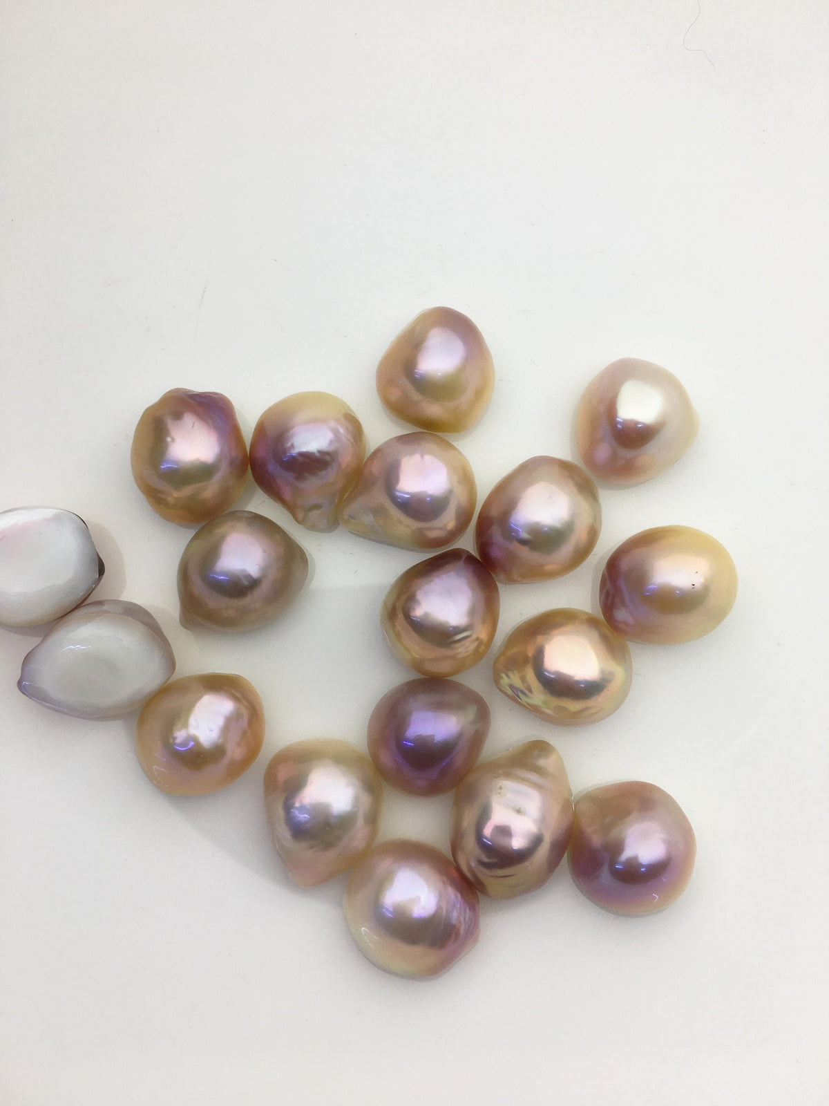 18pcs AAA 12-13mm natural color Baroque Teardrop Mabe Freshwater Pearls,no hole,MB-T23