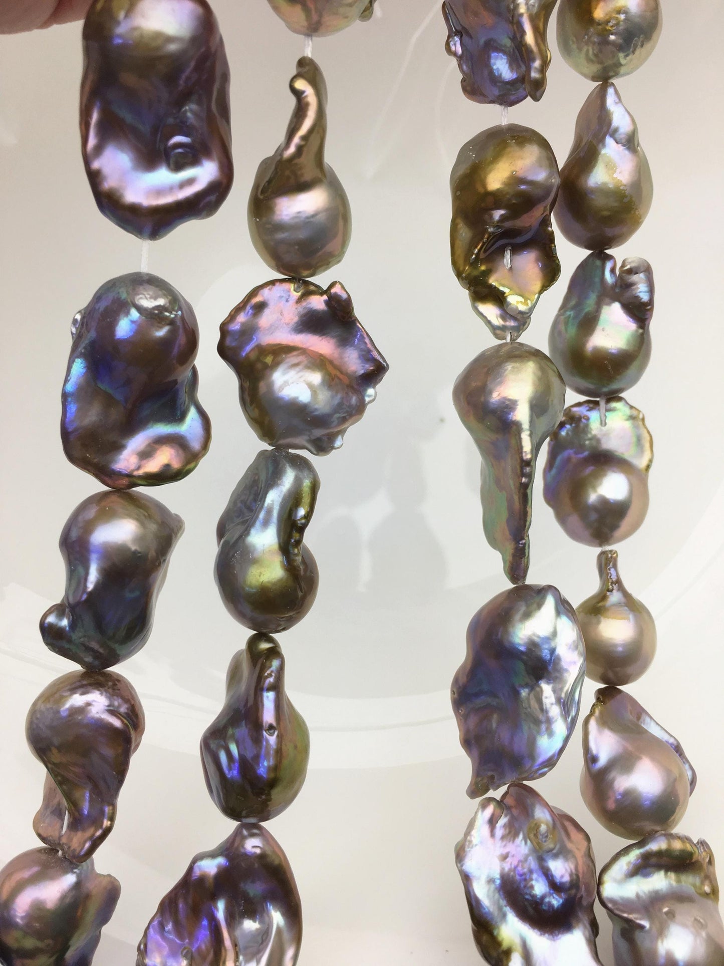 15.5'' AAA 13-17mm gray bronze rainbow flame ball pearl,FL15-3A-7-38