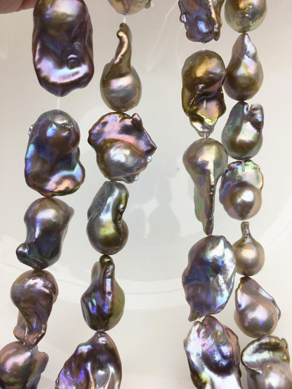 15.5'' AAA 13-17mm gray bronze rainbow flame ball pearl,FL15-3A-7-38