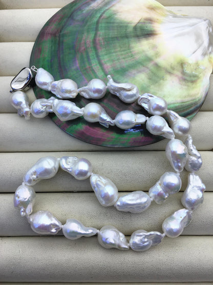 17'' AA+ 9-11m white mini baroque Flame ball freshwater Pearl necklace,genuine freshwater Pearl necklace,NPN1-T63-13