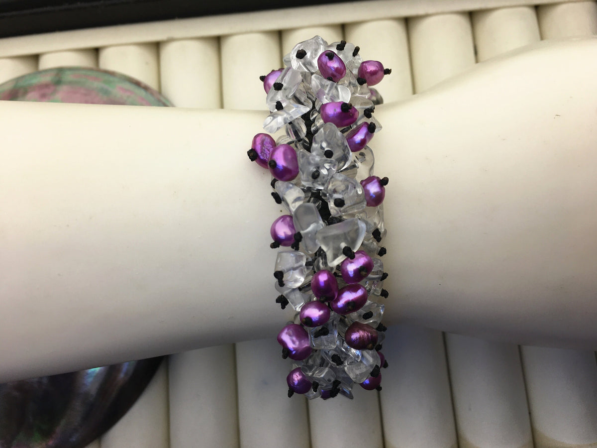 1pc handmade purple pearl and crystal thread bracelet,adjust length,pearl bracelet, knotted freshwater pearl bracelet,Pearls Bracelet,B8-T1