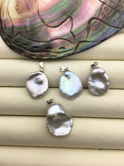 AAA 16-18mm Gray big keshi pearl pendant necklace,S925 Sterling silver pendant,NC1-069