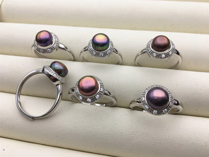 Black Rainbow Freshwater pearl ring,S925 sterling silver ring,cz diamond wedding rings,bridal ring,anniversary rings,R1-035