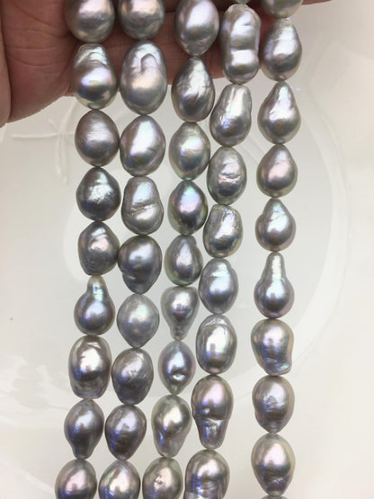 AA+ 10-12mm big gray baroque drop Edison Freshwater Pearl,ED12-2A-5-1