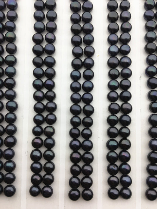 10 pairs AAA 4-4.5mm black button round pearls pairs,loose pearls,BTN4-4A-4