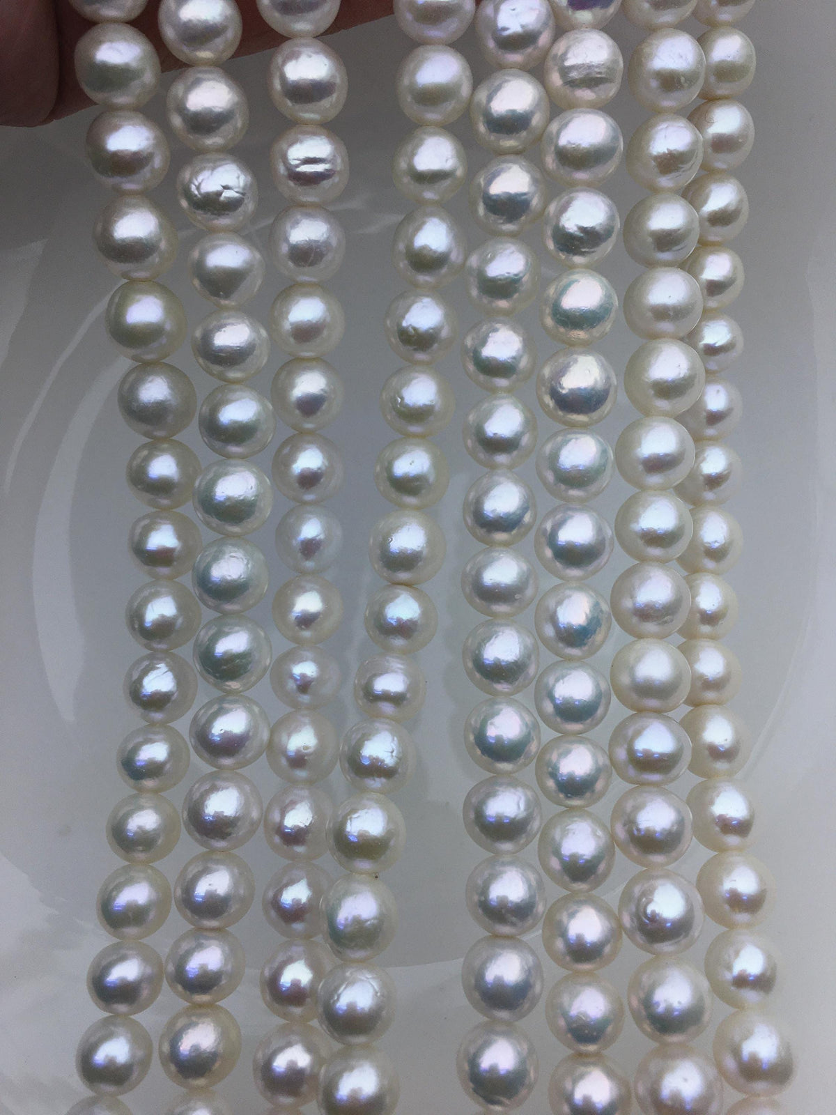AA+ 8-10mm white baroque near round Edison Freshwater Pearl,ED10-2A-2-51