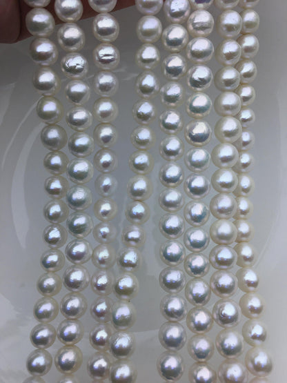 AA+ 8-10mm white baroque near round Edison Freshwater Pearl,ED10-2A-2-51