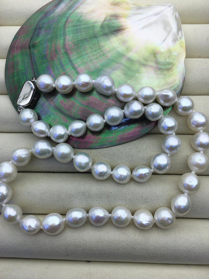 High Luster!17.5'' AAA 8-10mm white baroque drop edison freshwater Pearl necklace,genuine Natural Pearl Necklace,NPN1-T30-2