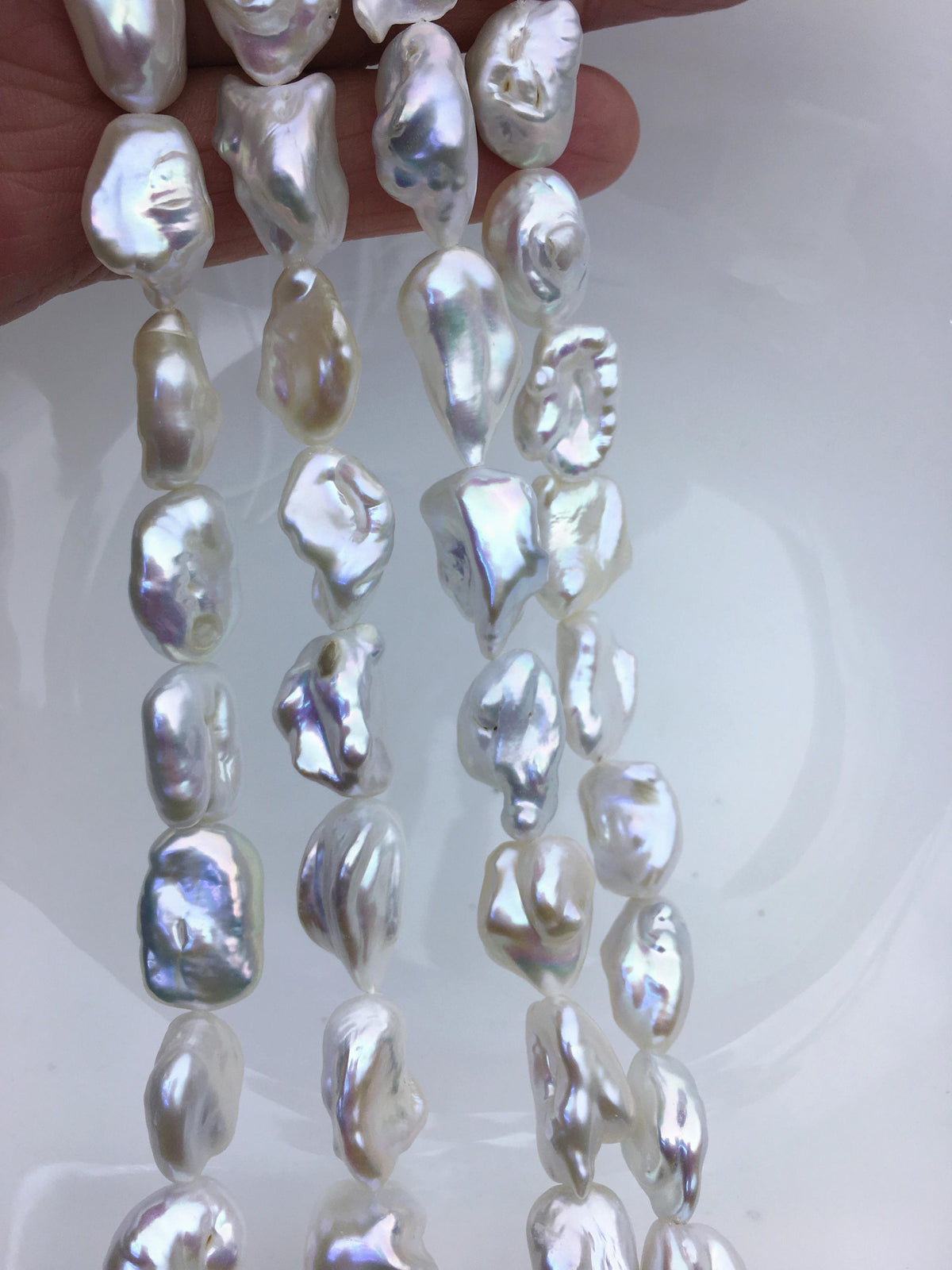AA+ 11-13mm White keshi Freshwater Pearl Necklace,ZS-200-79