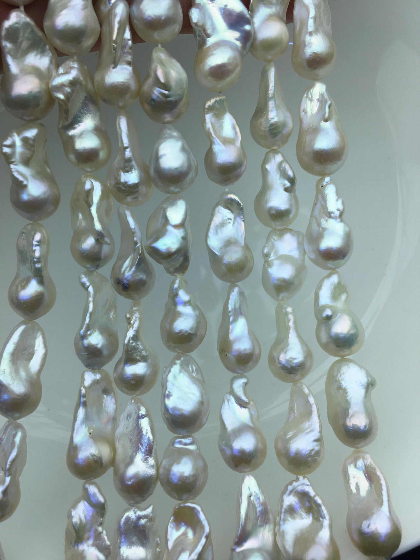 15.5'' AAA 11-14mm White flame ball pearl,FL15-3A-7-33