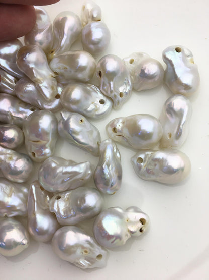 10pcs AA 12-16mm white flame ball pearl,2.2mm large hole,FL15-T18