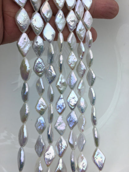 AAA 9-10x13-15mm White diamond Shape Freshwater Pearl,ZS-103-1