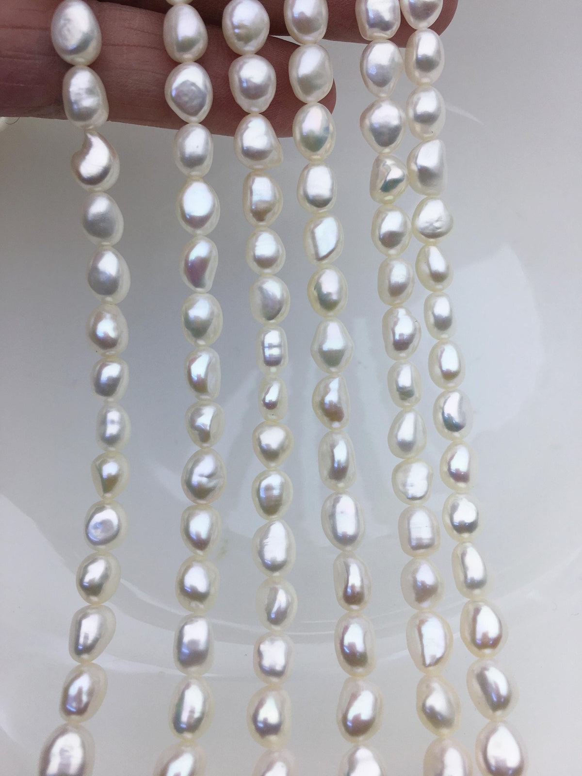 AA+ 6.5-7.3mm white nugget freshwater pearls,irregular nugget freshwater pearl strand,LM7-T4