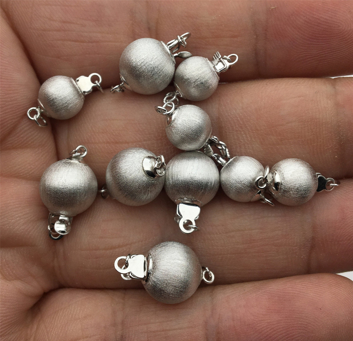 6/8mm Sterling Sliver Frosted Bead Safety Clasp,S925 sterling silver,Select Size,WHOLESALE,ASL-CL-009