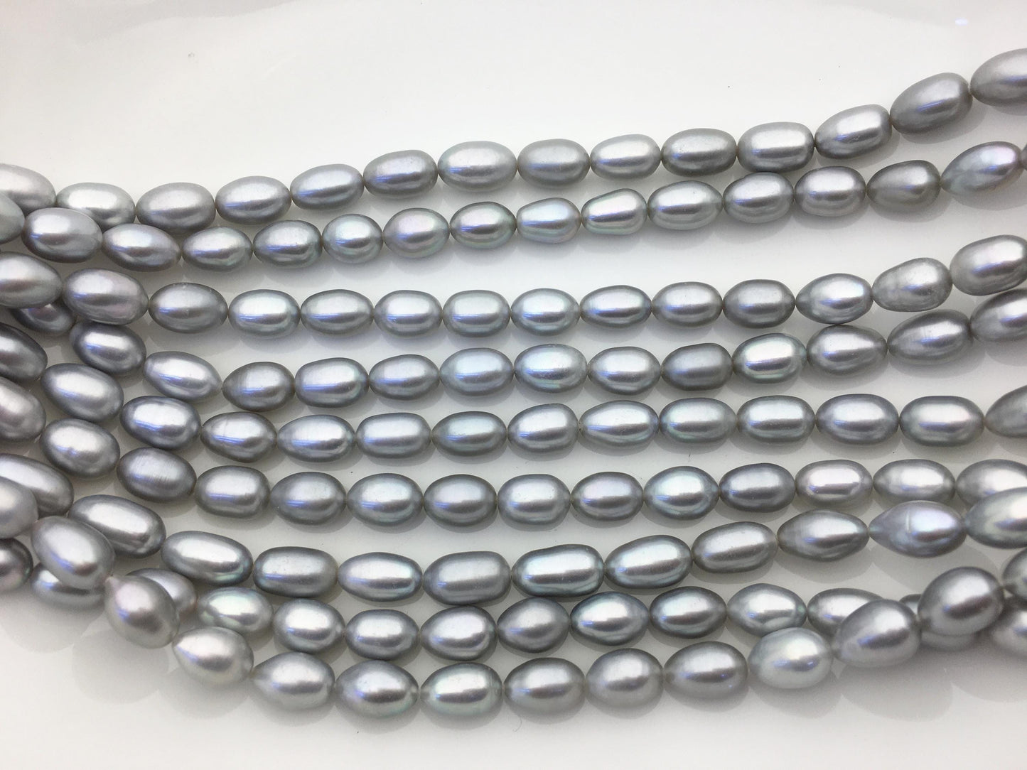 AAA 6.3-7x11-12mm gray long rice freshwater pearls,LR7-T3