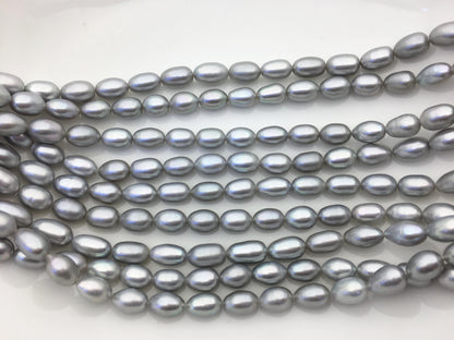 AAA 6.3-7x11-12mm gray long rice freshwater pearls,LR7-T3