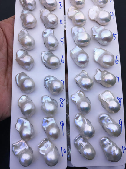 AAA 13-15x18-22mm White Flame ball Pearl Pairs - large Baroque freshwater pearl pairs,top half hole,FL15-3A-8-68