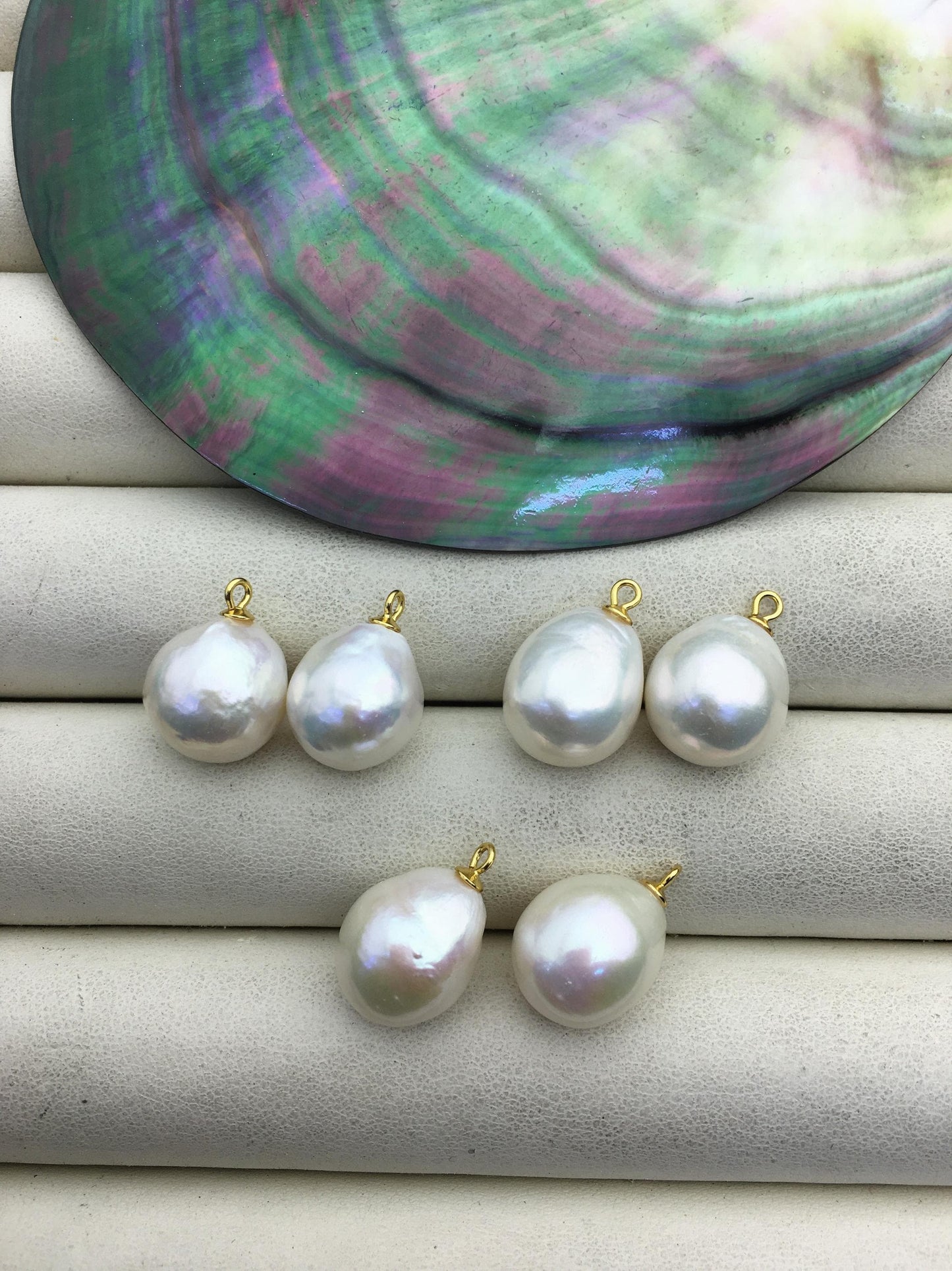 2 pairs AAA 12-13mm White baroque drop edison gold silver freshwater pearl Pair,ED11-3A-2-34