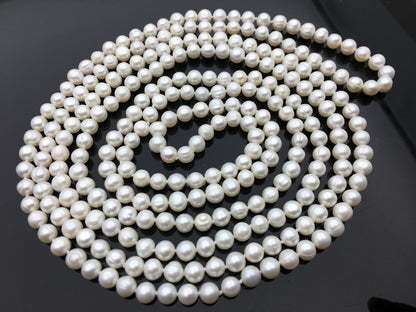 60'' AA+ 6-6.5mm white potato pearl Necklace,Wedding Necklace,NPN1-071