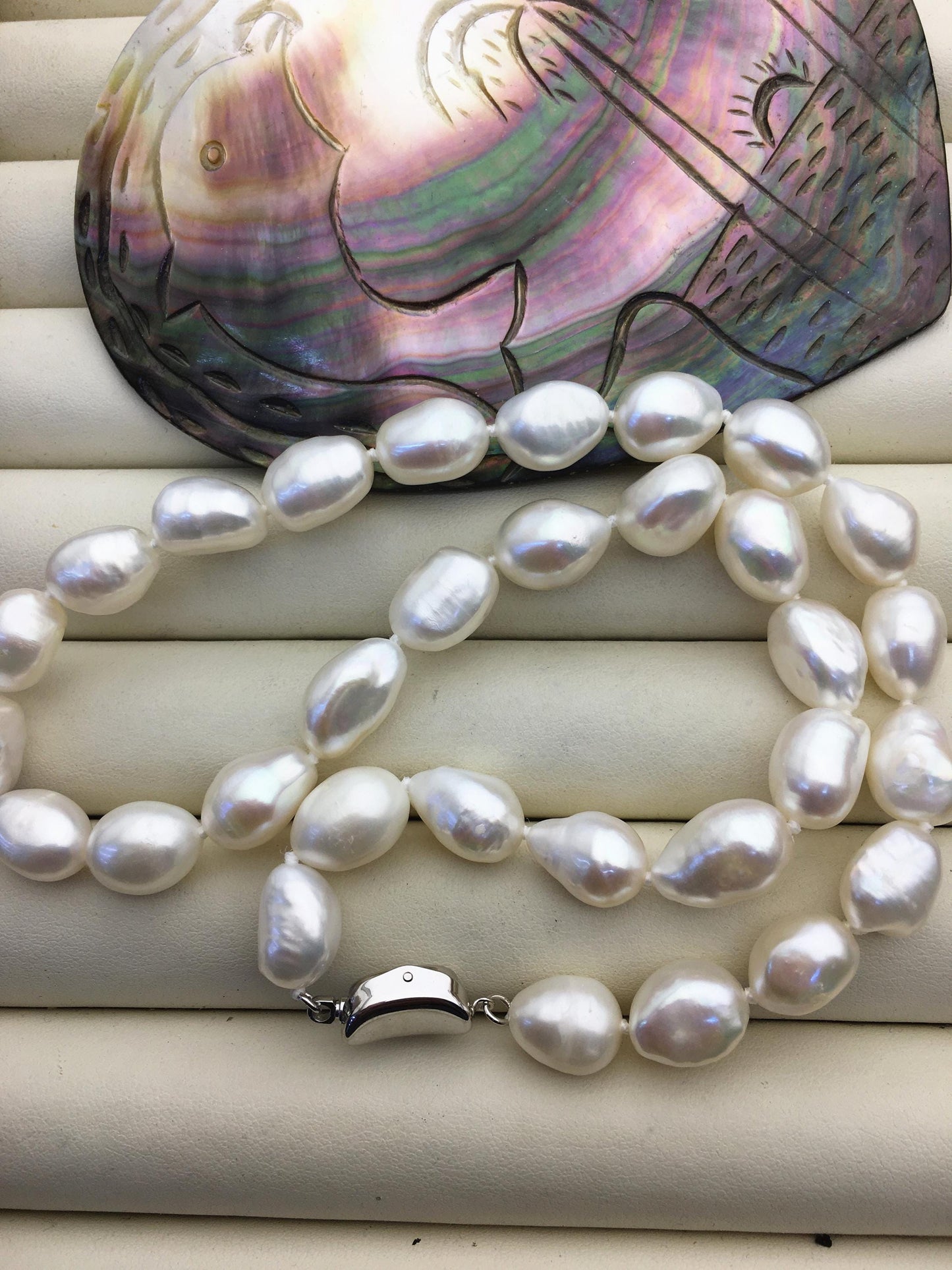 17'' AAA 10mm big white nugget freshwater Pearl necklace,NPN1-017