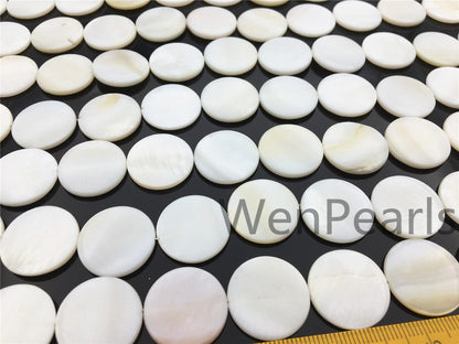 20mm Natural Mother of Pearl shell coin beads full strand,White shell,Ivory shell,GSHE-C-006