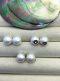 1 pair AA+ 11-12mm White round edison silver freshwater pearl Pair,ED11-3A-2-33