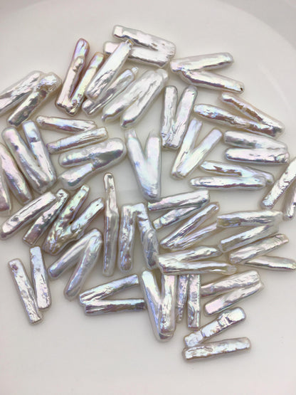 10pcs AAA 10-12x22-28mm white rectangle pearls,no hole,ZS-80-8