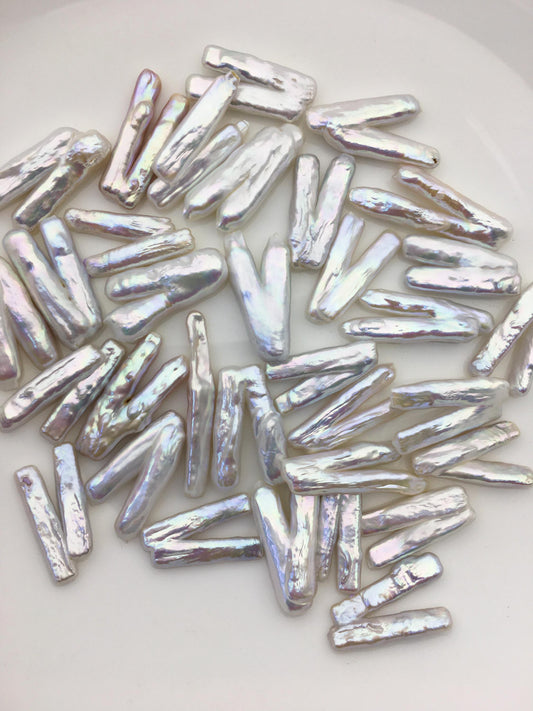 10pcs AAA 10-12x22-28mm white rectangle pearls,no hole,ZS-80-8