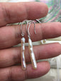 1 pair AAA 4-5x18-25mm white Toothpick pearl dangle earrings,Silver Color S925 Sterling Sliver earrings,SE3-012