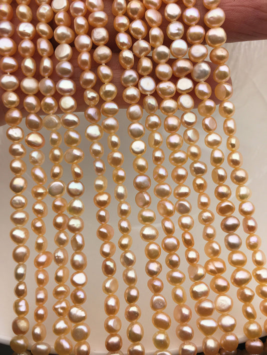 AAA 4-5mm Tiny pink peach nugget freshwater pearls,irregular nugget freshwater pearl strand,LM4-T3