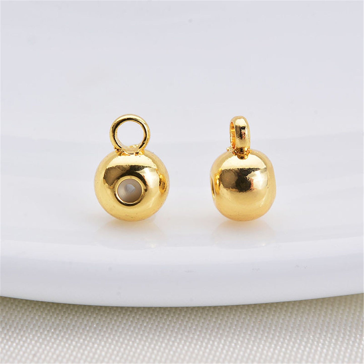 20pcs 4mm Yellow Gold Round silica gel Spacer Beads,copper plated 18k solid gold,AAL-003-3