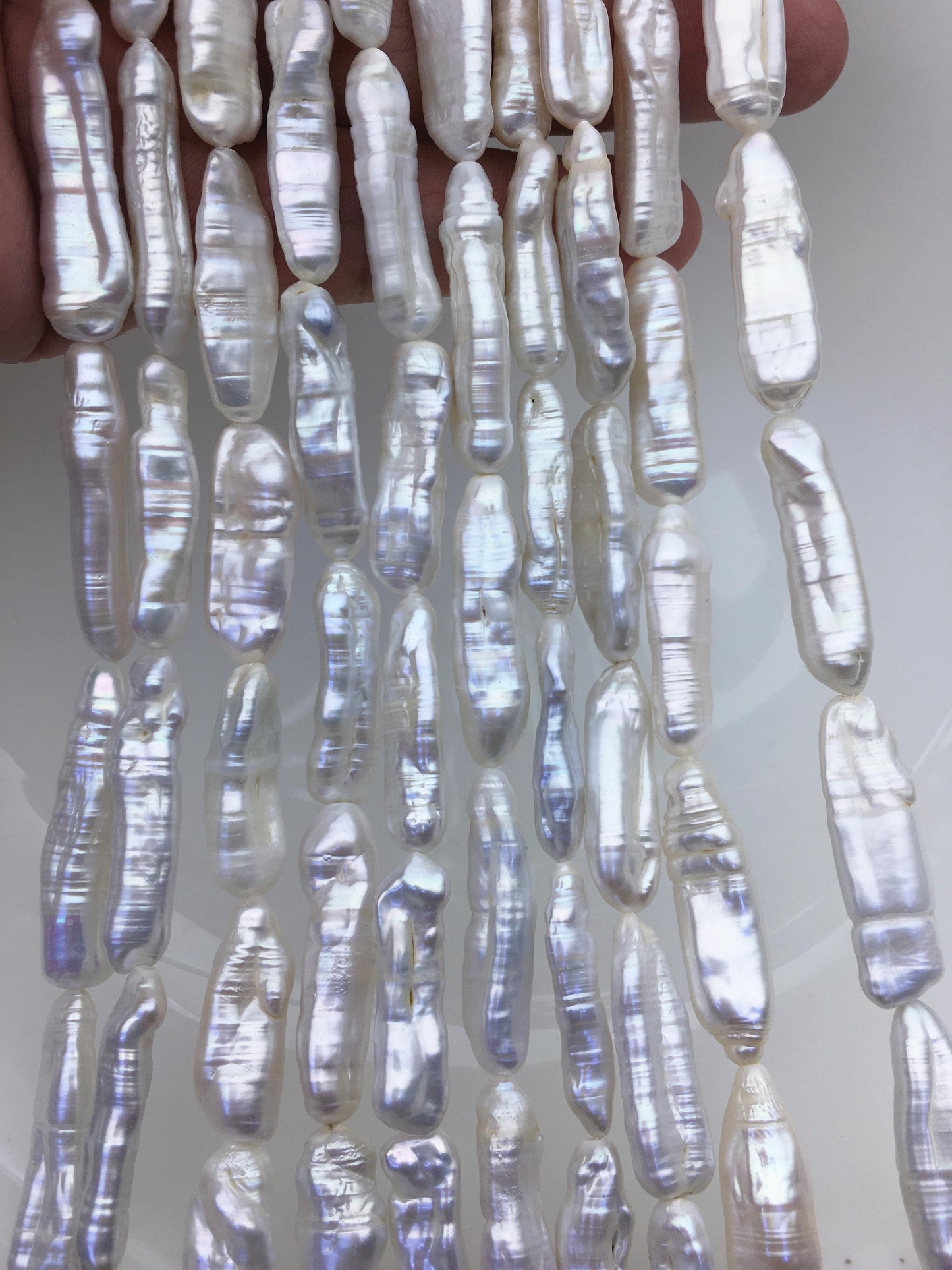 AA 7-10mm white Thick Keshi Biwa Pearl Necklace,ZS-200-120-1